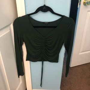Green off shoulder crop top